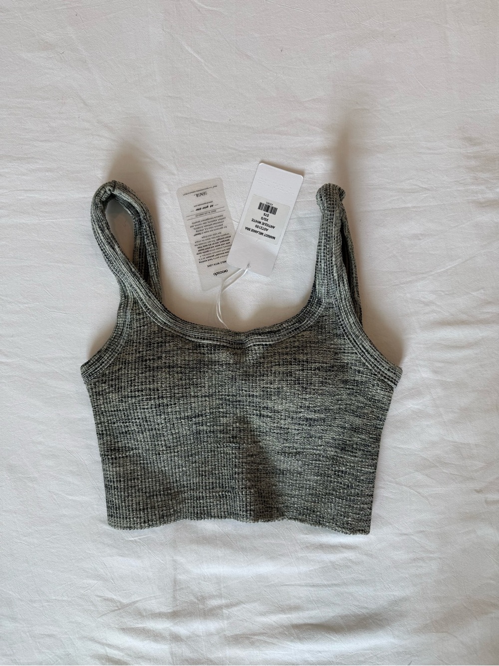 avocado Gray Ribbed Crop Tank